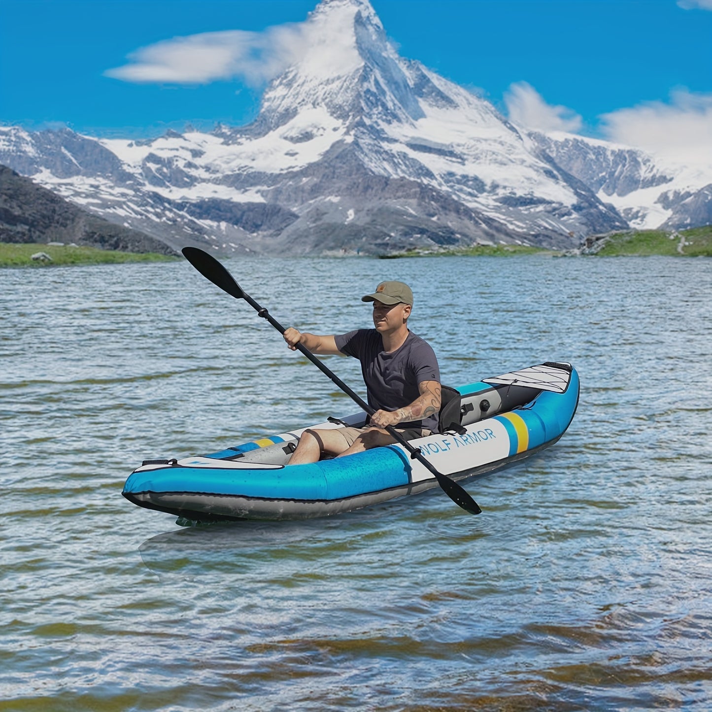 Beach Camp Inflatable Recreational Touring Kayak with EVA Padded Seats, 2 Person Tandem Inflatable Kayak with All The Accessories, Lake, River, and Ocean Kayaks Boat for Fishing, Travel, and Adventur