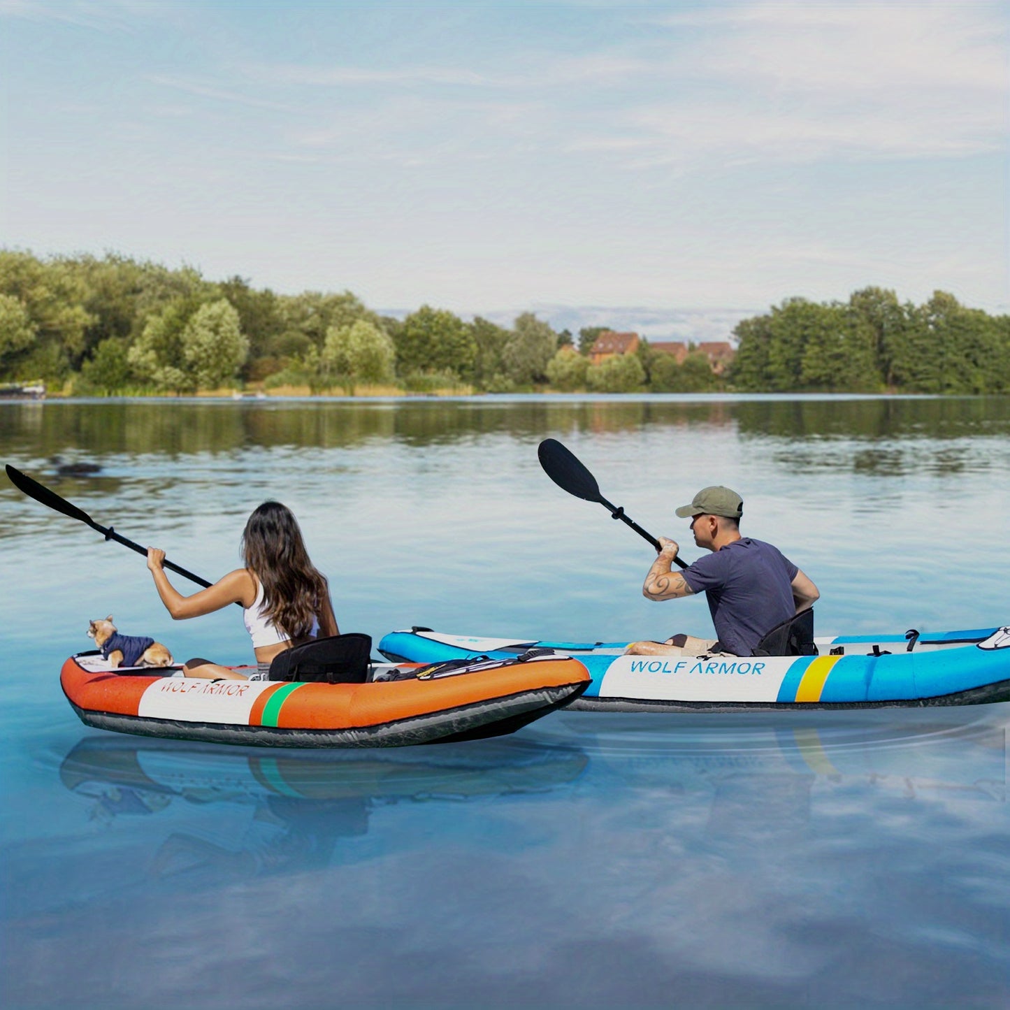 Beach Camp Inflatable Recreational Touring Kayak with EVA Padded Seats, 2 Person Tandem Inflatable Kayak with All The Accessories, Lake, River, and Ocean Kayaks Boat for Fishing, Travel, and Adventur