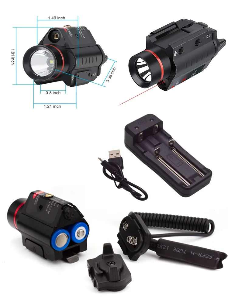 Beach Camp Laser Light Combo Red Dot Laser Sight Combo All-In-One Laser Flashlight Glock Laser Sight