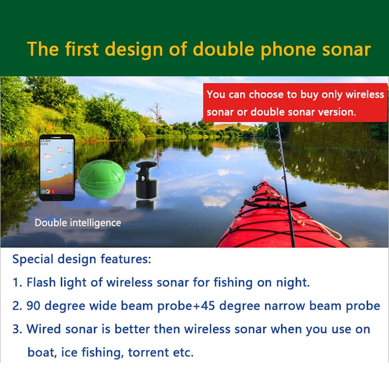 Beach Camp 2025 New Design Brand New Smart Phone Fish Finder Sonar Android & IosFish Finder Bluetooth Intelligent Fish Visual Fishing