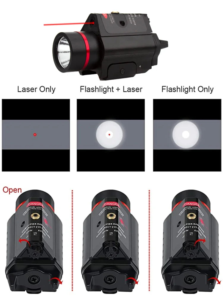 Beach Camp Laser Light Combo Red Dot Laser Sight Combo All-In-One Laser Flashlight Glock Laser Sight