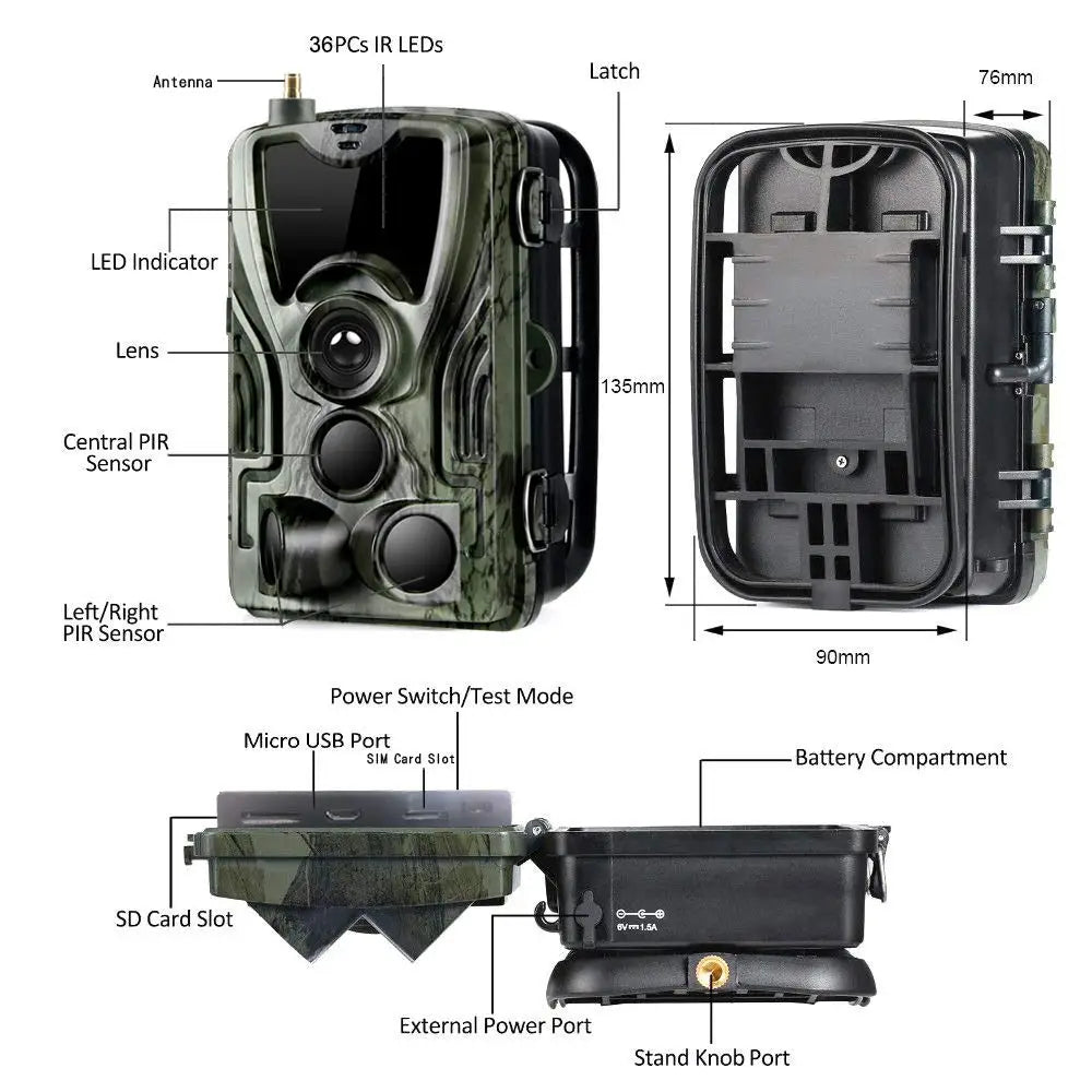 2G Hunting Trail Camera 20MP 1080P MMS/SMTP/SMS Wireless Wildlife Cameras Photo Traps HC801M Night Vision Hunter Chasse