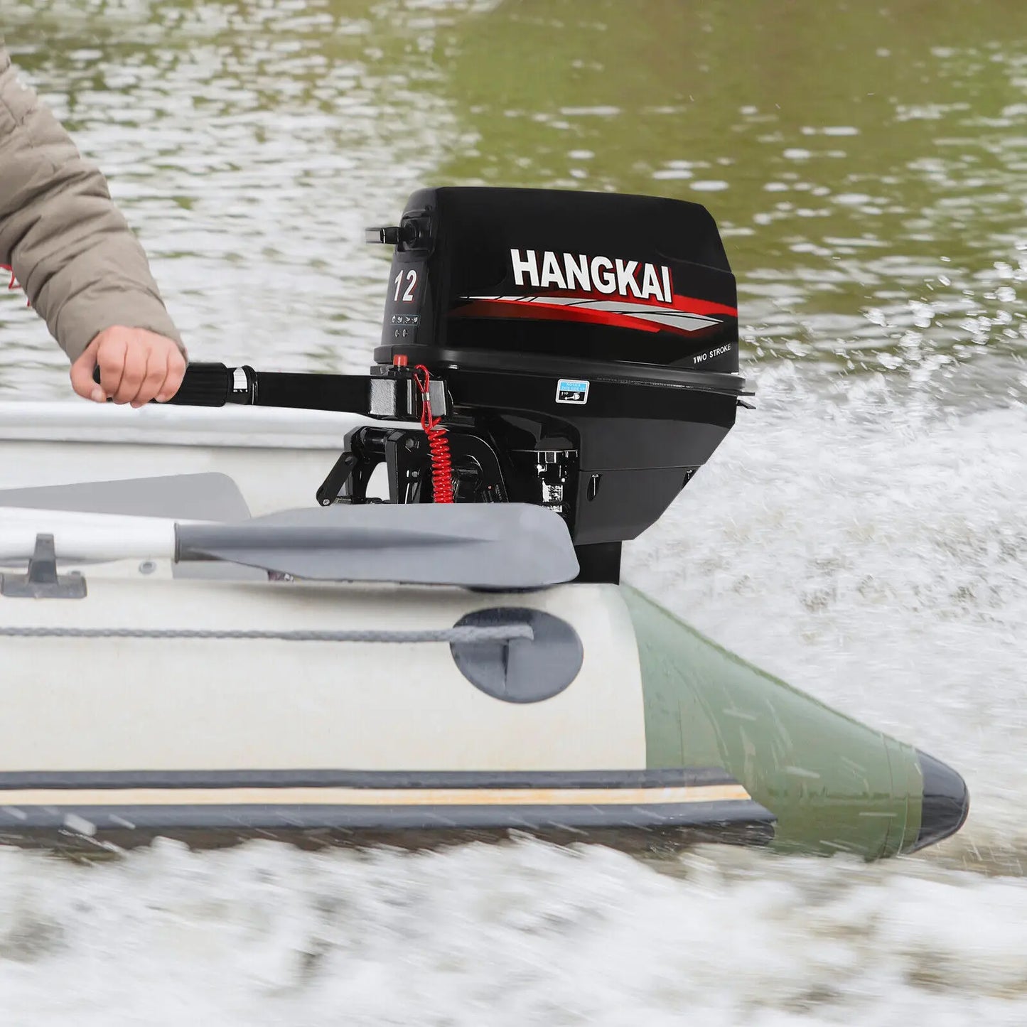 Beach Camp 18HP 2 Stroke Outboard Motor, Fishing Boat Engine Water Cooling 246CC Heavy Duty Boat Engine Marine Engine with CDI Ignition