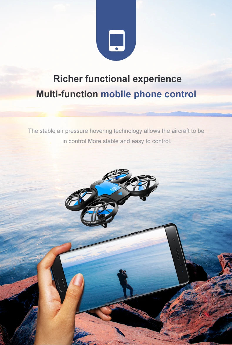 Beach Camp V8 New Mini Drone 4k profession HD 1080P Wide Angle Camera WiFi FPV RC Dron Height Keep Drones Helicopter Kids Toys 4DRC