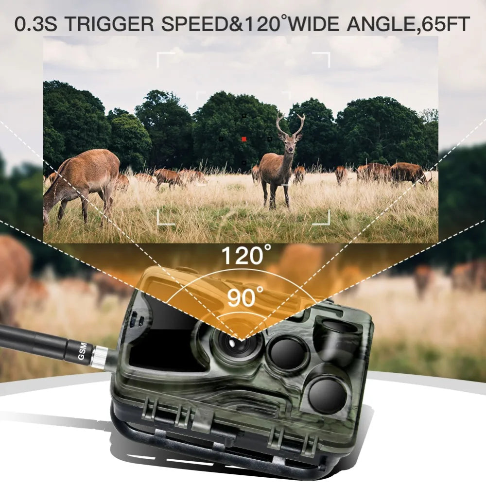 2G Hunting Trail Camera 20MP 1080P MMS/SMTP/SMS Wireless Wildlife Cameras Photo Traps HC801M Night Vision Hunter Chasse