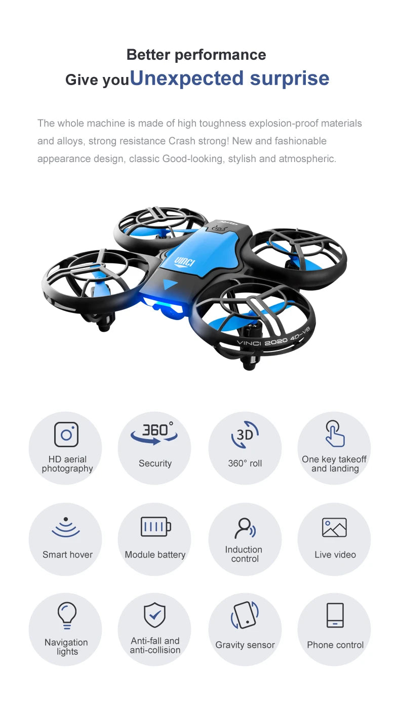 Beach Camp V8 New Mini Drone 4k profession HD 1080P Wide Angle Camera WiFi FPV RC Dron Height Keep Drones Helicopter Kids Toys 4DRC