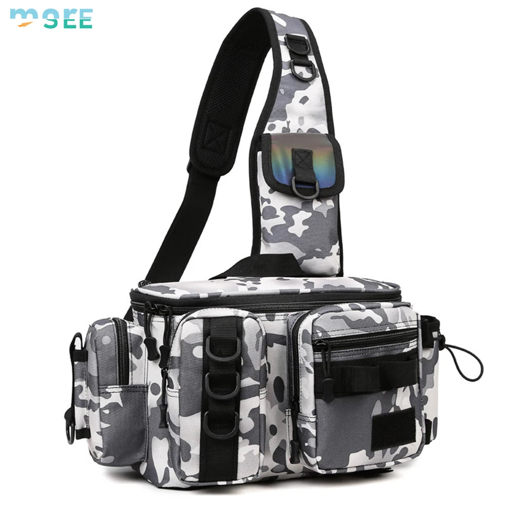 Beach Camp Selection D-Rings and Waist Strap Portable Fishing Tackle Bag Fly Fishing Bag Sling Pack Fishing Pack Waist Pack