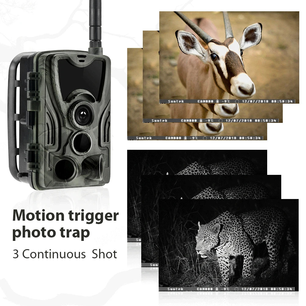 2G Hunting Trail Camera 20MP 1080P MMS/SMTP/SMS Wireless Wildlife Cameras Photo Traps HC801M Night Vision Hunter Chasse
