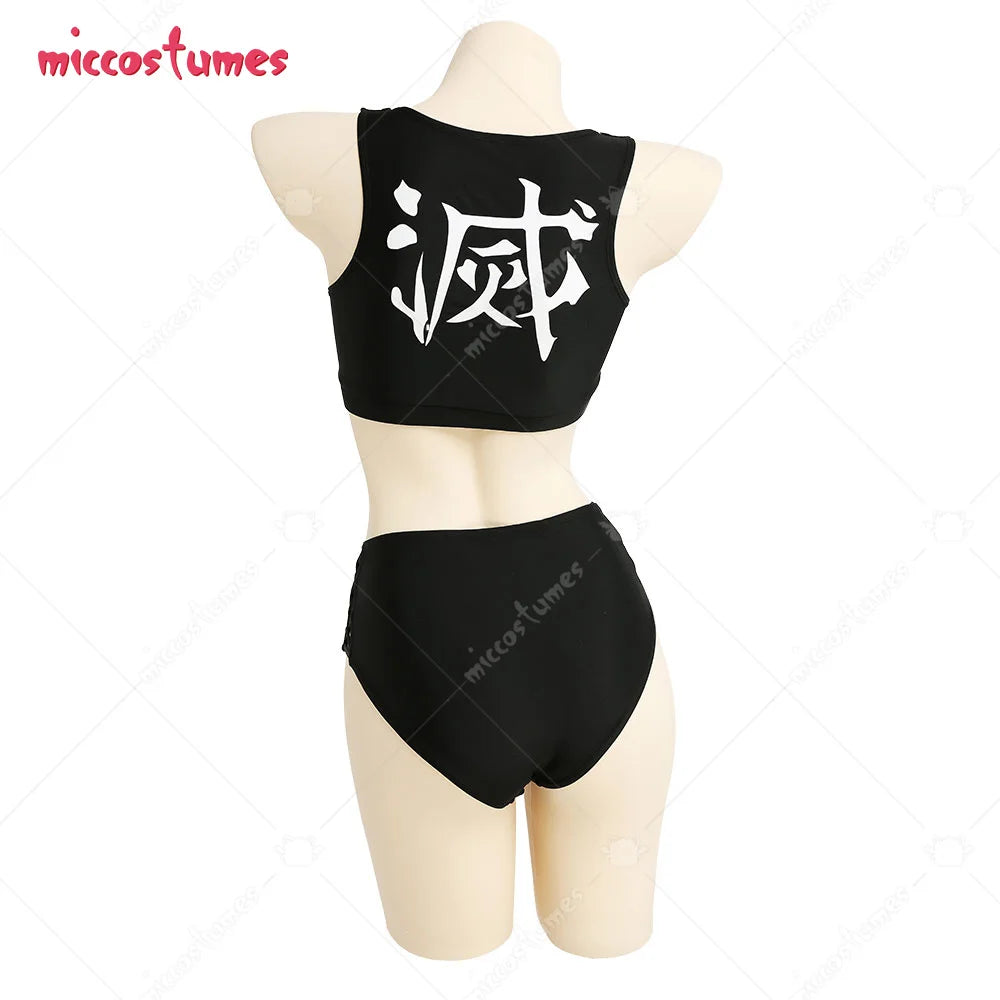 Beach Camp Women Bathing Suit Two Piece Bathing Suit Swimwear with Strapped Butterfly-Printed Kimono Haori Cover Up