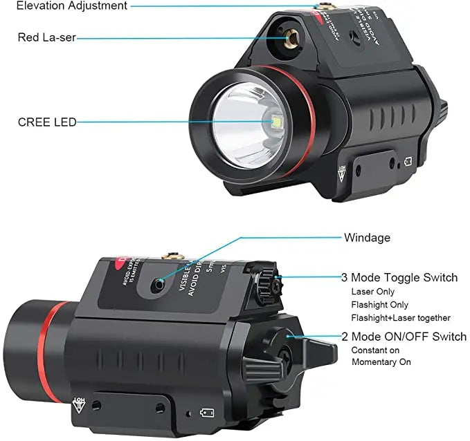 Beach Camp Laser Light Combo Red Dot Laser Sight Combo All-In-One Laser Flashlight Glock Laser Sight