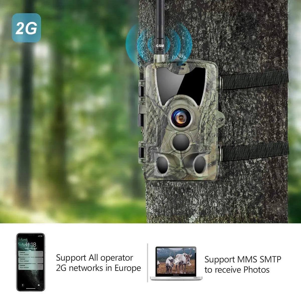 2G Hunting Trail Camera 20MP 1080P MMS/SMTP/SMS Wireless Wildlife Cameras Photo Traps HC801M Night Vision Hunter Chasse