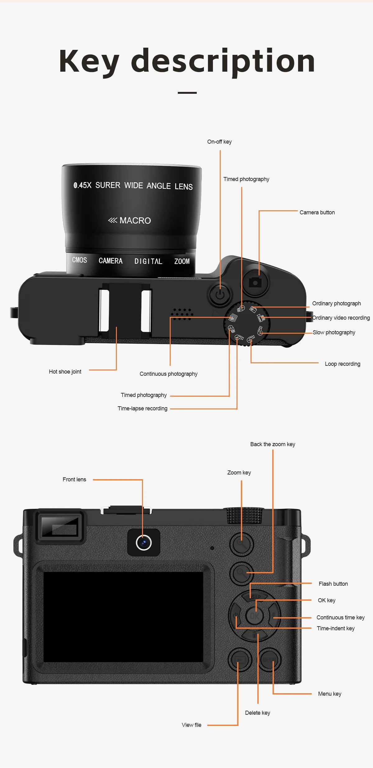 Beach Camp5K Professional Digital Camera WIFI Webcam Wide Angle Digital Zoom 64MP Camcorder Photography 3 Inch Screen Vlog Video Recorder