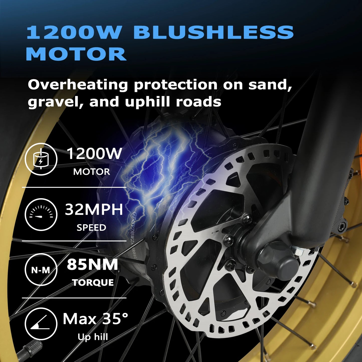 Beach Camp All-terrain Electric Bike 1200W Motor 48V20AH Battery 20*4.0 Tire Mountain E-bicycle 52KM/H Urban E-bicycle Electric motorcycle