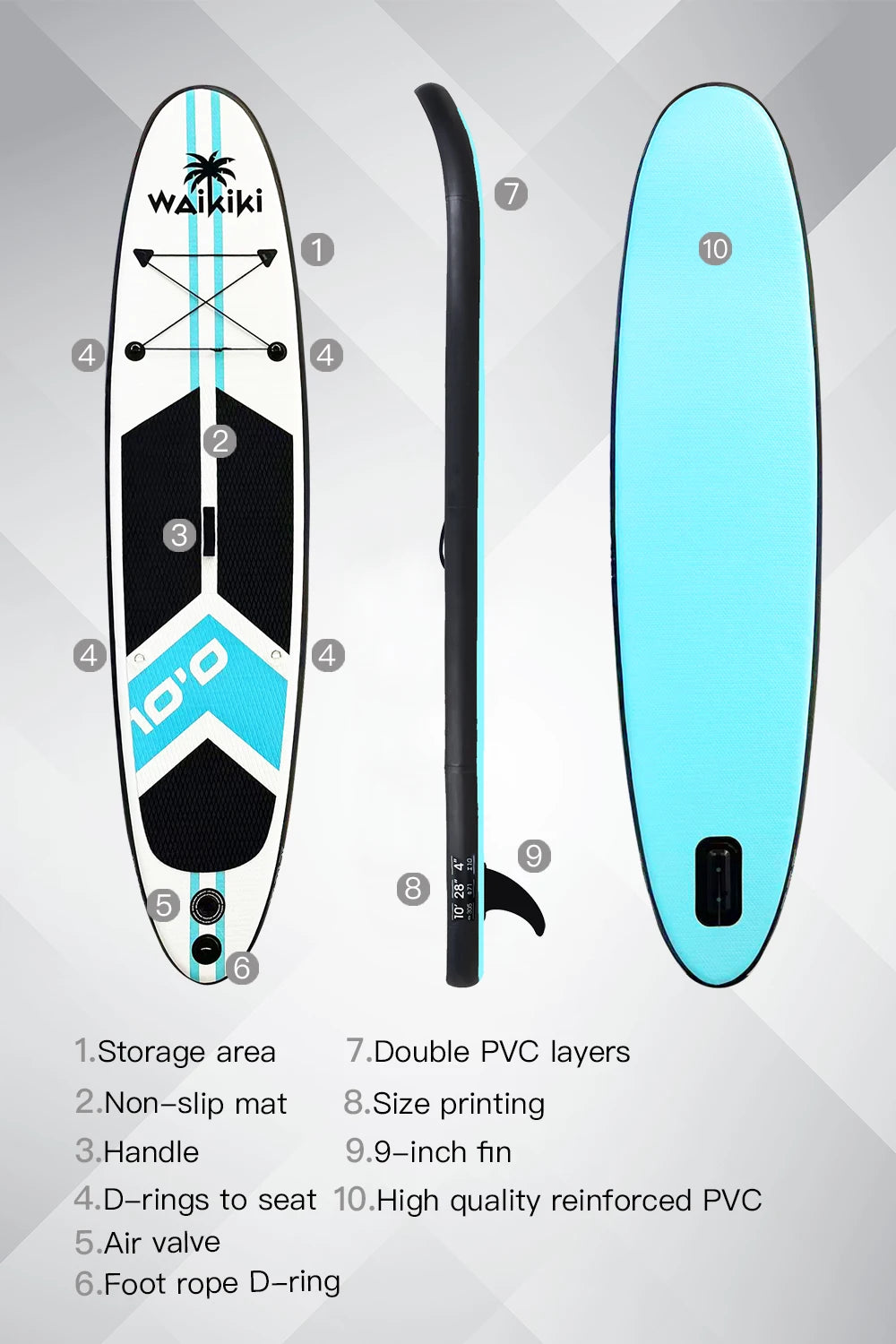 Beach Camp inflatable paddle board paddleboard inflatable for single person ISUP with SUP accessories surfing board