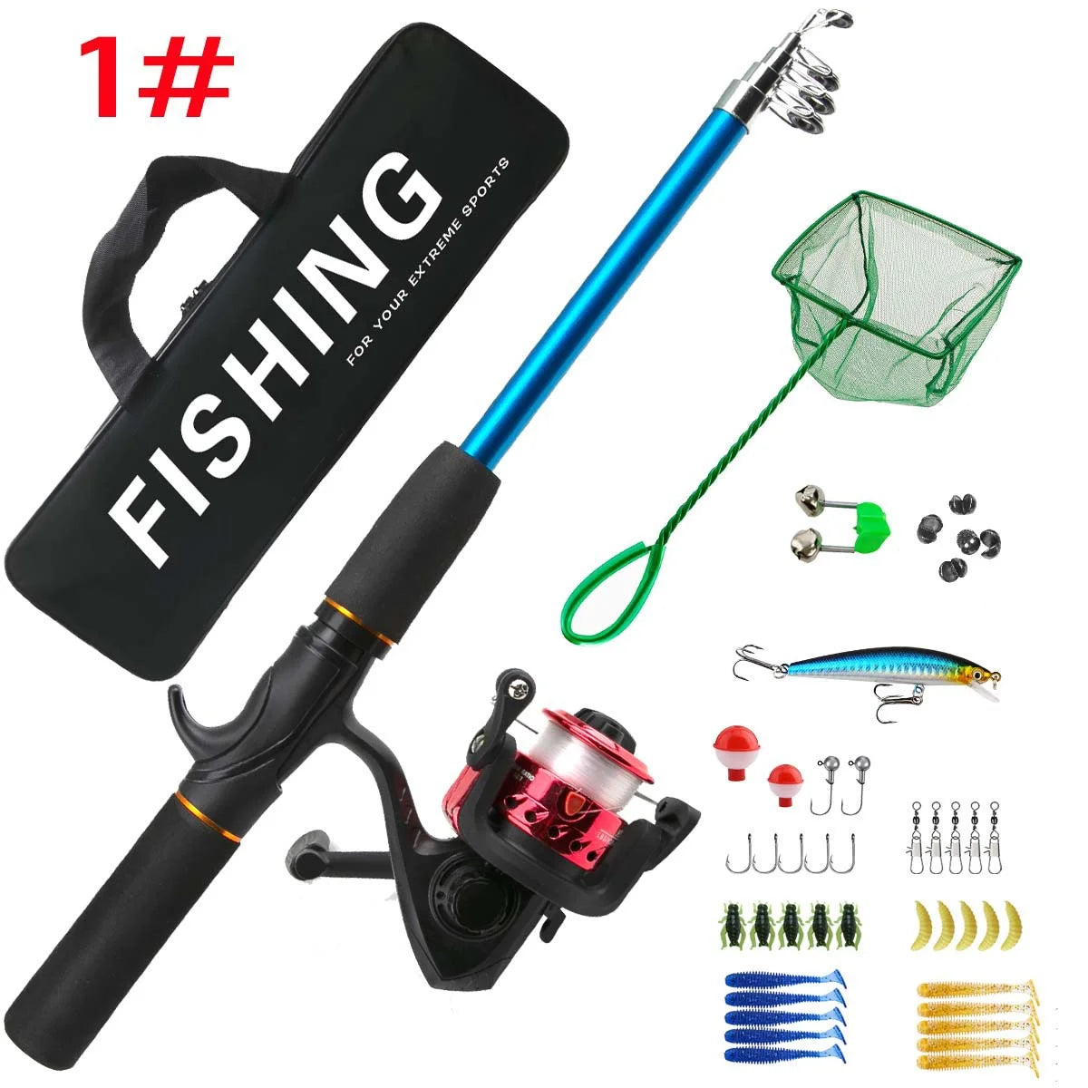 Fishing rod full routine, sub rod set, long-range sea fishing, gun handle, rod wheel, soft bait, fishing hook, line fishing gear