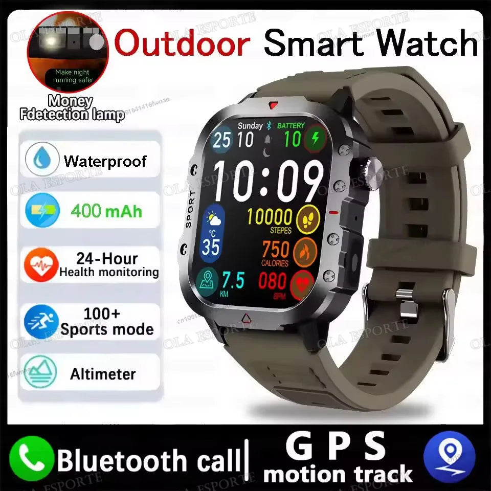 Beach Camp 2025 New LED Men's Smartwatch Bluetooth Talking Smartwatch Multi Sport Mode Health Monitor Outdoor Sport Smart Watch For Android