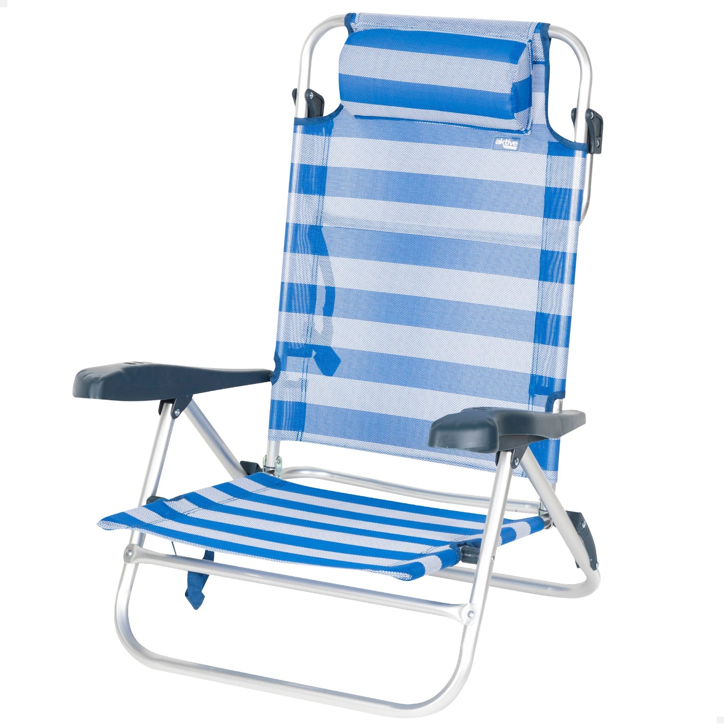 Folding beach chair, 47x49x82 cm, 8 positions, padded cushion, carrying handles, with armrest, max weight 110 kg, beach chairs, low beach chairs, reclining beach chair, multi-position Chair