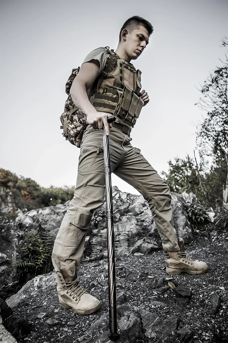 Beach Camp Folding Tactical Self-Defense Stick, Walking Hiking Stick, Trekking Poles, Outdoor Hiking