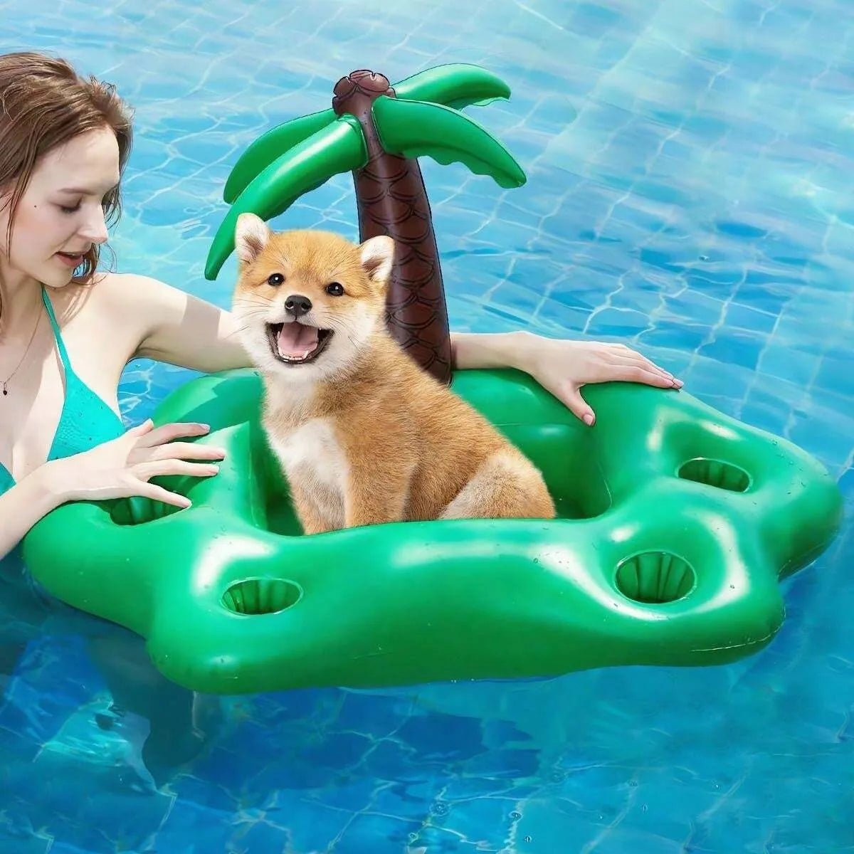 Beach Camp Dog Pool Float Inflatable Multi-role PVC Resistant Durable Comfort Pet Water Float for Summer Courtyard Dog Swim Pool Float Toys