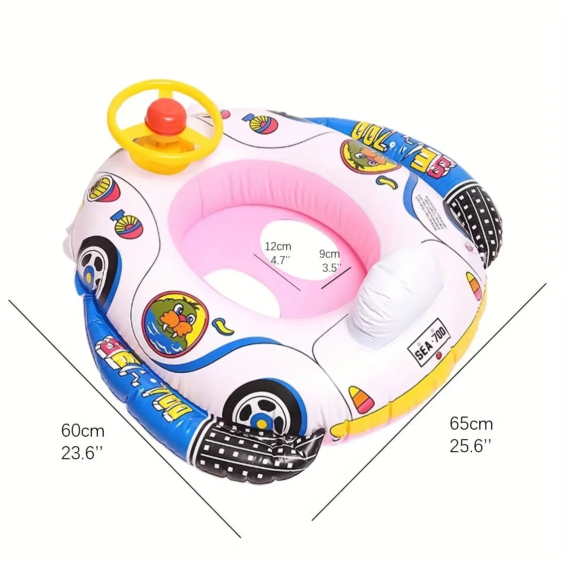 Beach Camp Baby Inflatable Pool Float Swimming Float Boat with Steering Wheel Horn for Kids Toddlers Age 1-4 Boys Girls