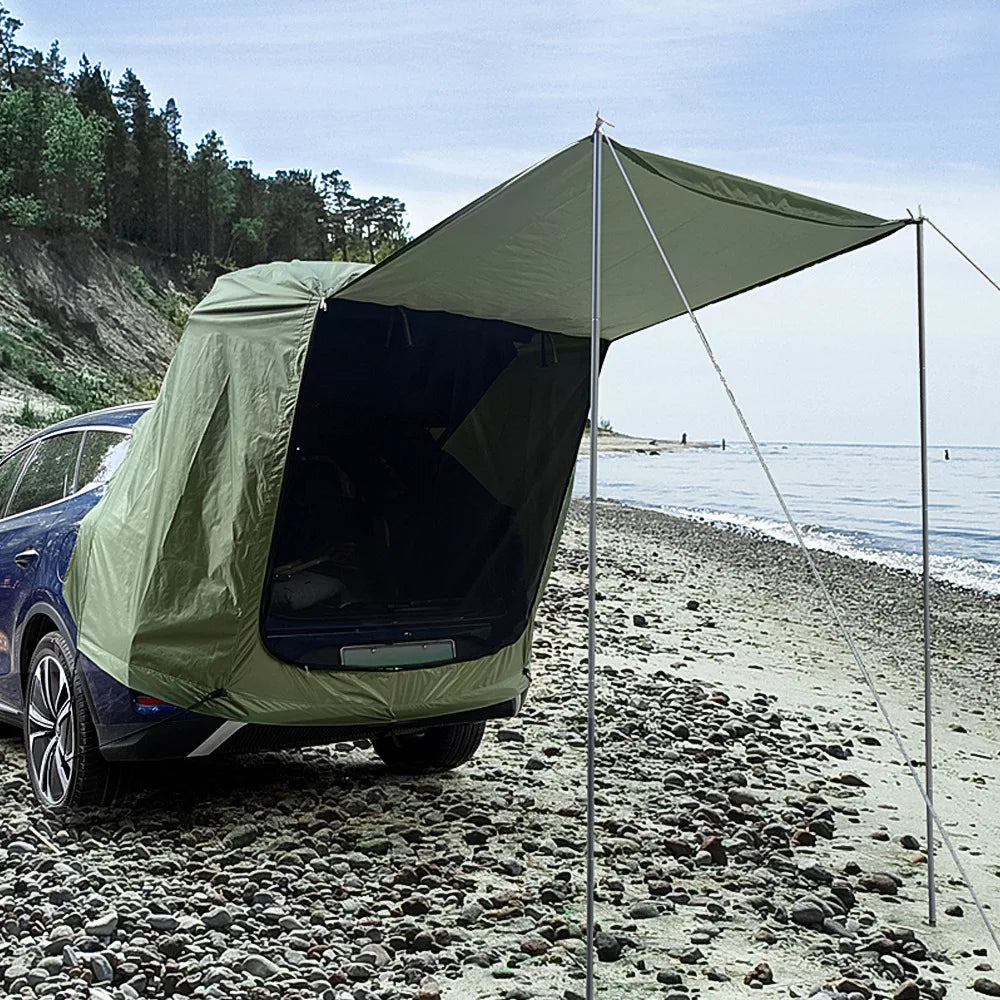 Beach Camp SUV Car Roof Tent, Waterproof Tailgate Awning for Camping, 3-4 Person Universal Sun Shelter with UV Protection