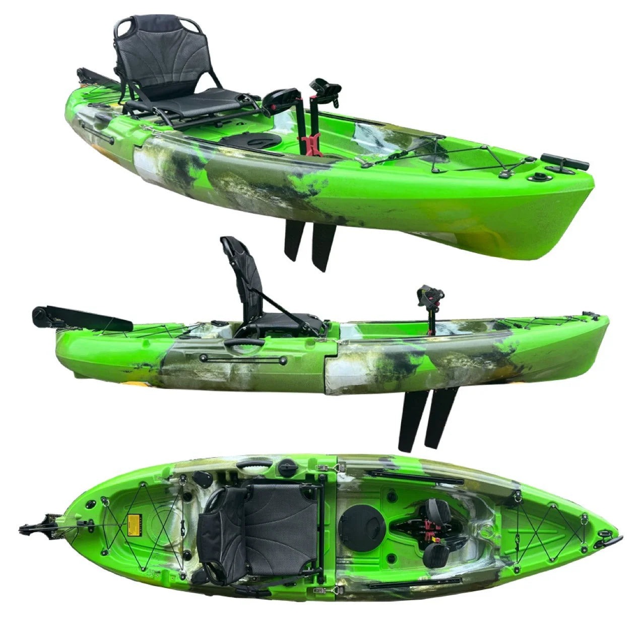 Beach Camp Portable LLDPE Kayak with Split Hard Shell, Electric/Pedal-Driven Canoe for Solo/Tandem Lake/Sea Adventures, Modular Assembly