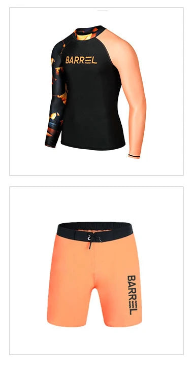 Beach Camp Rash Guard Diving Suit for Men Swimsuit Long Sleeved Sunscreen Quick Drying Rash Guard Surfing Suit Snorkeling Set Bathing Suit