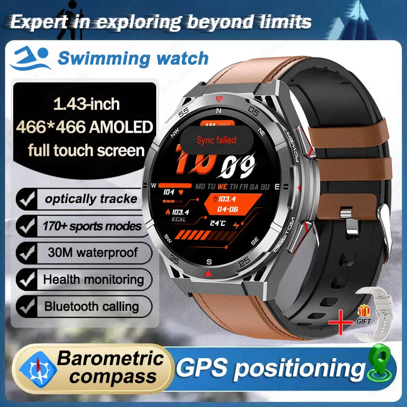 Beach Camp Swim Smartwatch Outdoor GPS Watch Sports Fitness Tracker Health Military Waterproof Watch BT5.3 Call Smart Watch for Android iOS