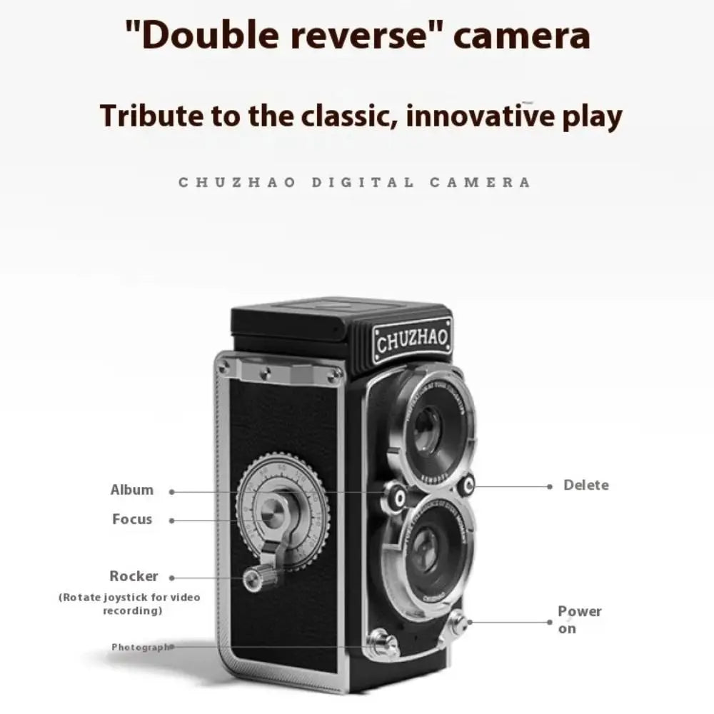 New Beach Camp Retro CCD Dual Reflex Camera Mini Manual Camera Recording Simulation Portable Digital Camera