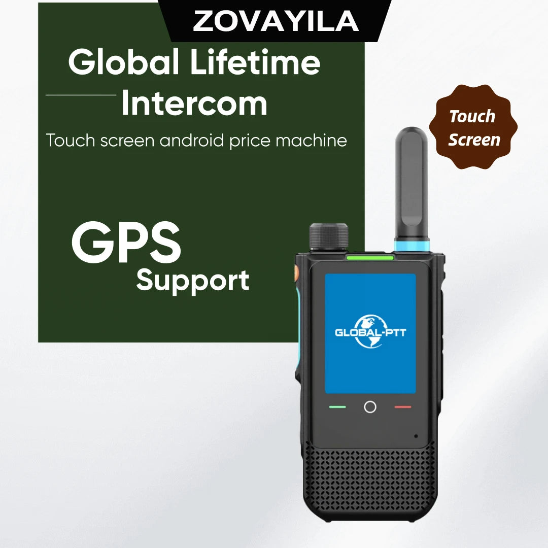 ZOVAYILA-Smart Walkie-talkie with Touch Screen, Android, WiFi, Handheld, Long-Distance, Global Network, Intercom