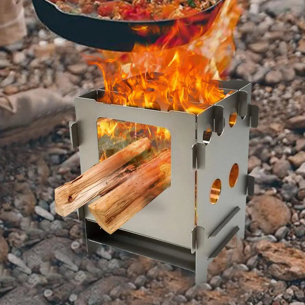 Beach Camp Camping Fire Pit Portable Campfire Grill And Stove Burner Compact Design Camping Stove Heat Resistant Outdoor Camping Grill Easy