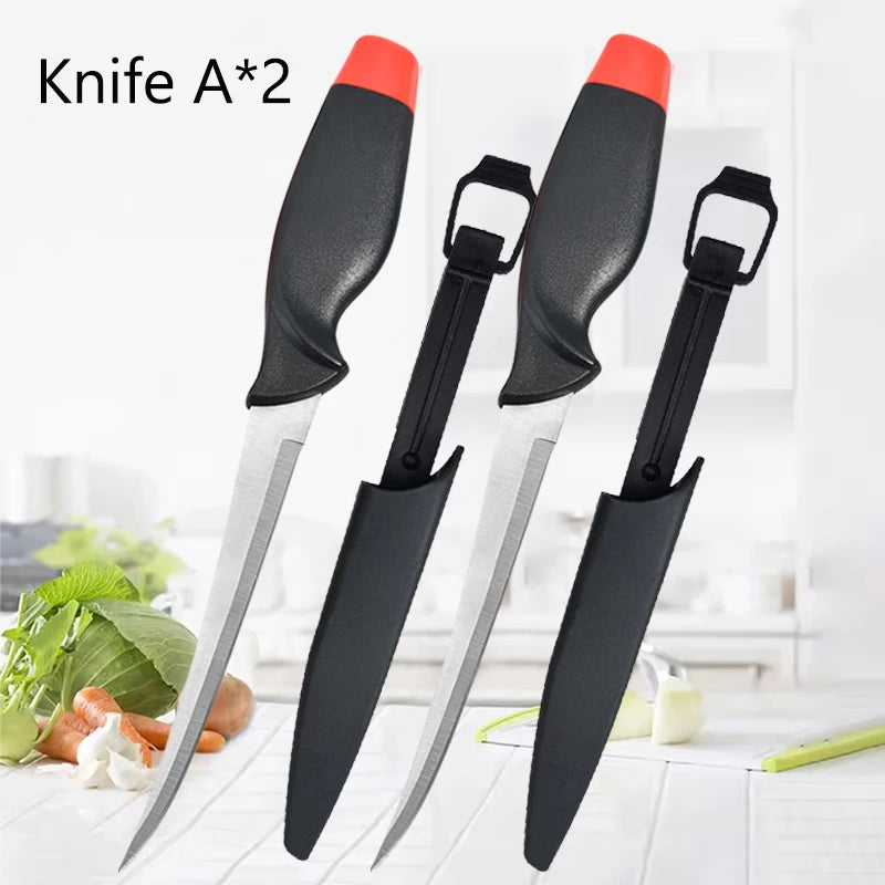 Beach Camp Fish Filleting Knife Ultra-sharp Boning Knife Stainless Steel Multi-purpose Meat Cleaver Fish Sushi Slicer Fruit Peeler