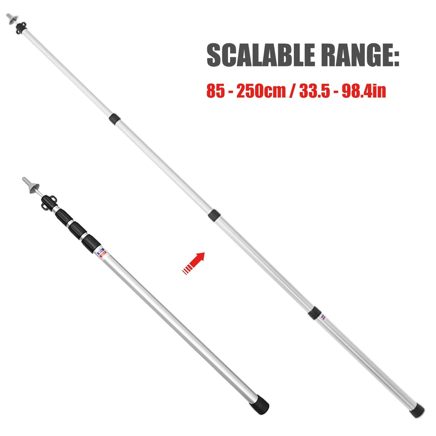 Thicken Aluminum Alloy Tent Pole Adjustable Tent Support Rod Beach Shelter Tarp Awning Pole Replacement Poles for Camping Hiking