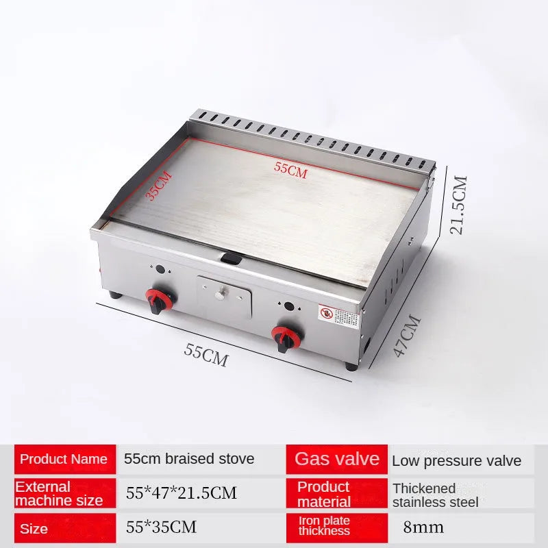 Commercial gas furnace, Combination machine for grilling and frying, Setting up a stall Snack sales for pancake Braised Squid