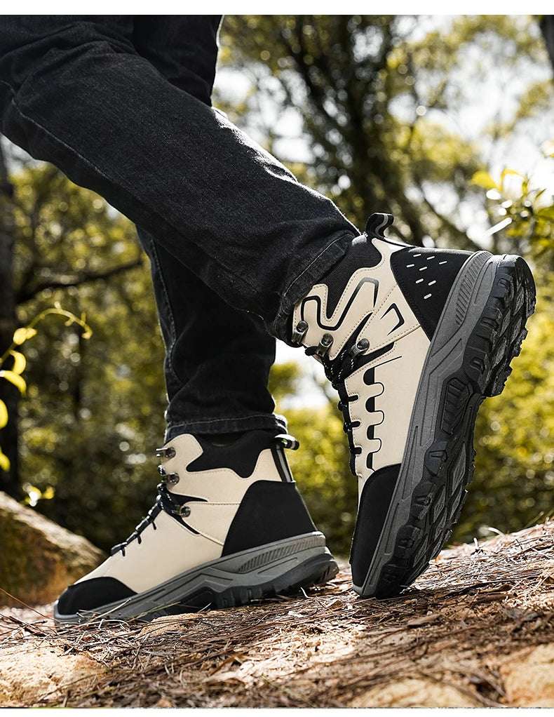 Beach Camp High top boots casual fashion comfortable casual boots anti slip thick sole height increasing versatile high top workwear boots