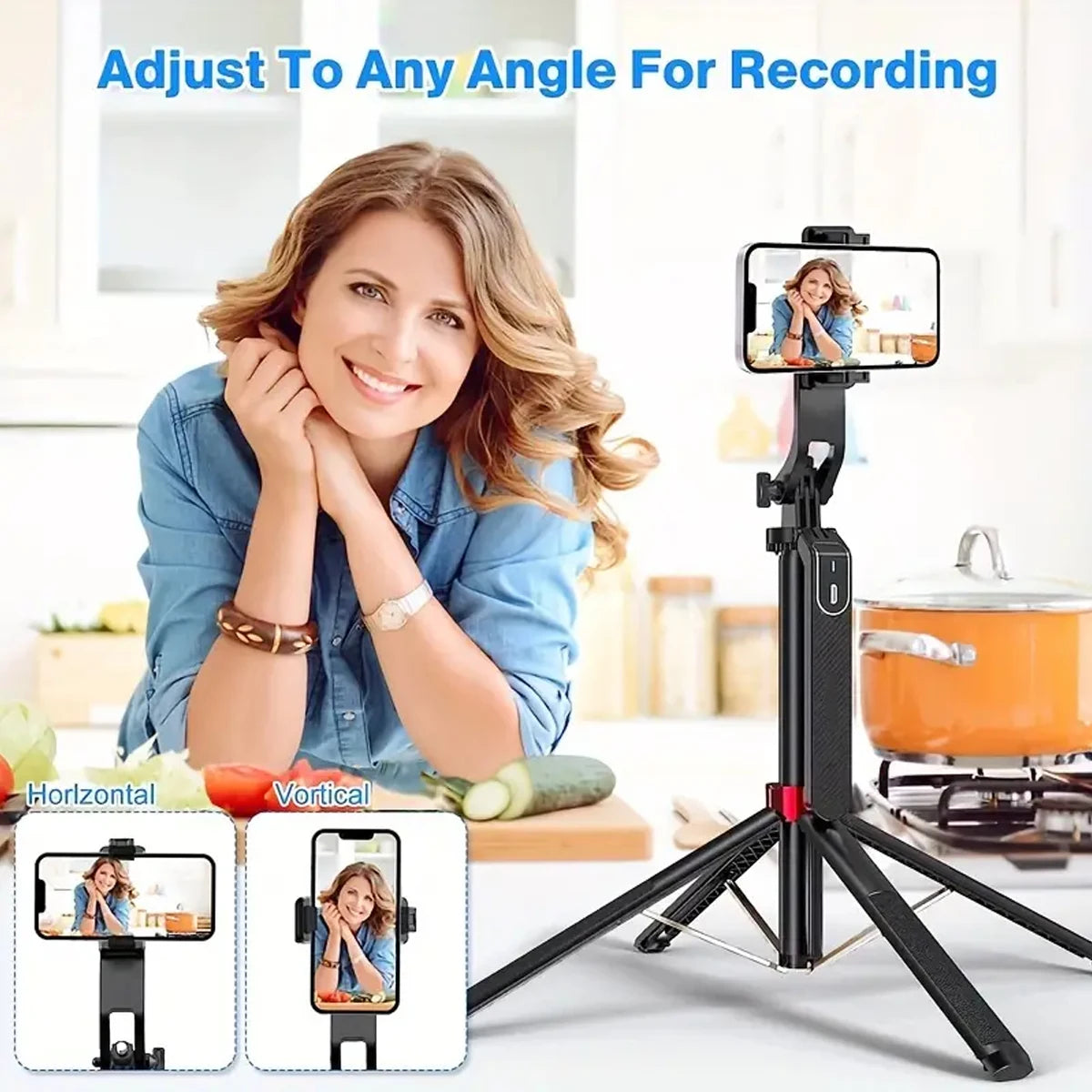 Beach Camp Portable camera tripod with wireless remote control and 360 ° rotation for video recording, video recording, and live streaming