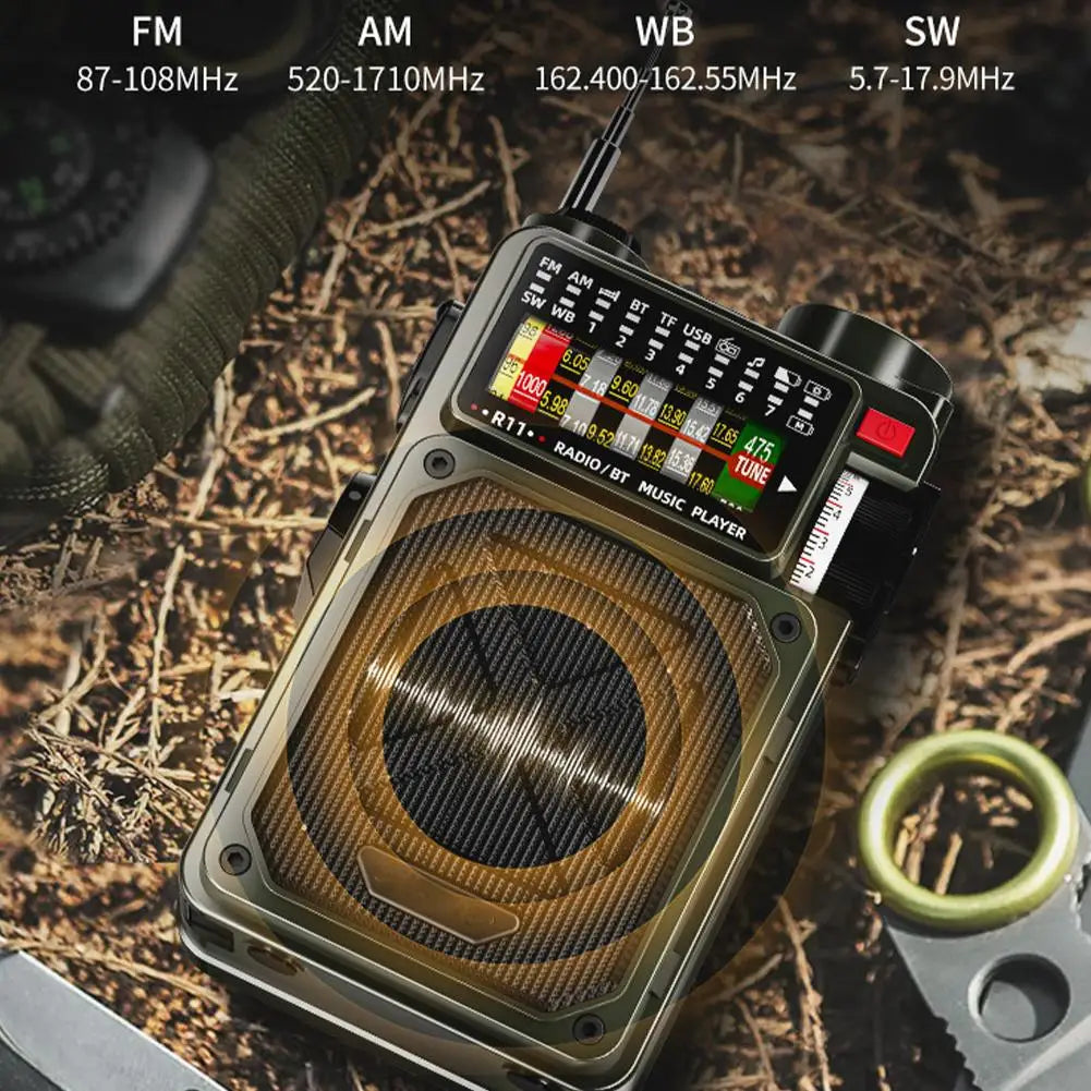 Beach Camp Hand Crank Solar Emergency Radio - Multi Band, Bluetooth, Outdoor Camping, Earthquake Preparedness