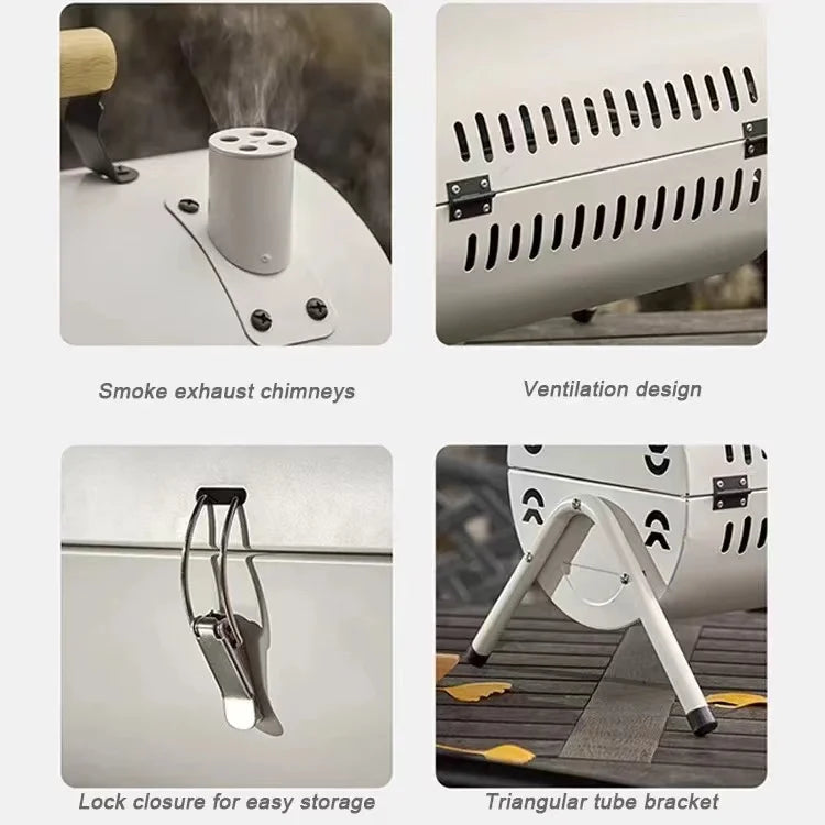 Portable Charcoal Grill Tabletop Outdoor Barbecue Smoker Small BBQ Grill for Outdoor Cooking Backyard Camping Picnics Beach