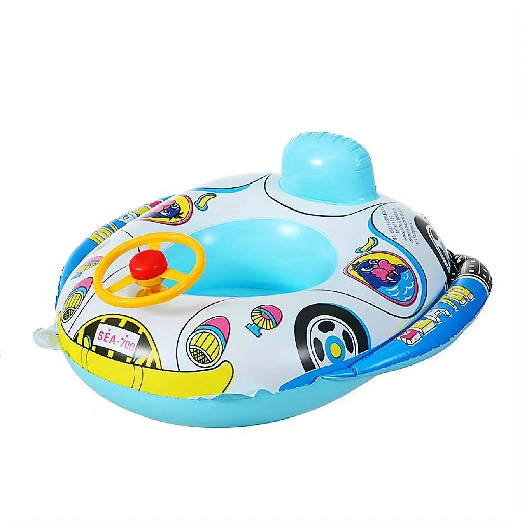 Beach Camp Baby Inflatable Pool Float Swimming Float Boat with Steering Wheel Horn for Kids Toddlers Age 1-4 Boys Girls