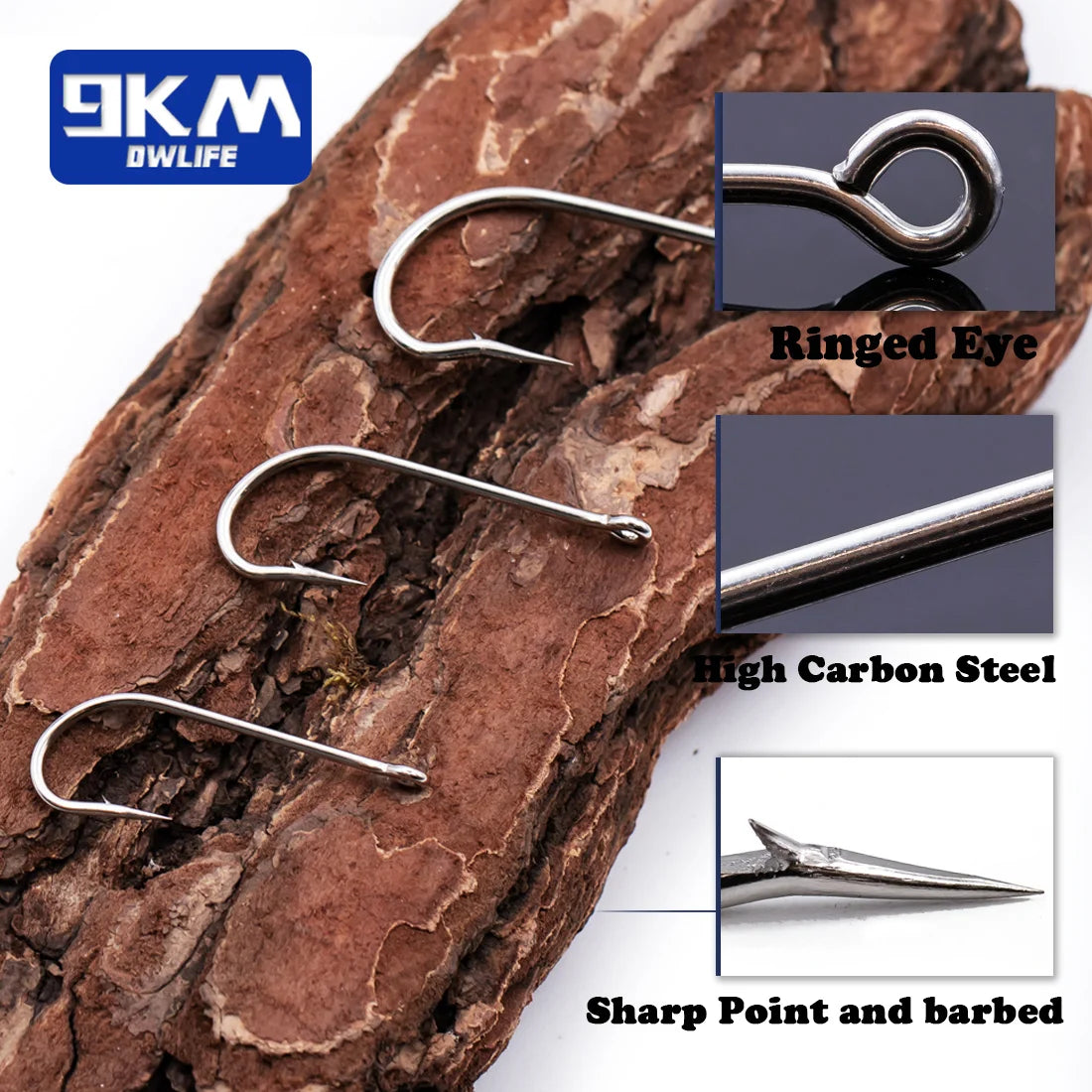Saltwater Fishing Hooks 50~200Pcs Spear Sharp Bait Hooks Offset Hook High Carbon Steel Ringed eye Aberdeen Catfish Bass Hooks