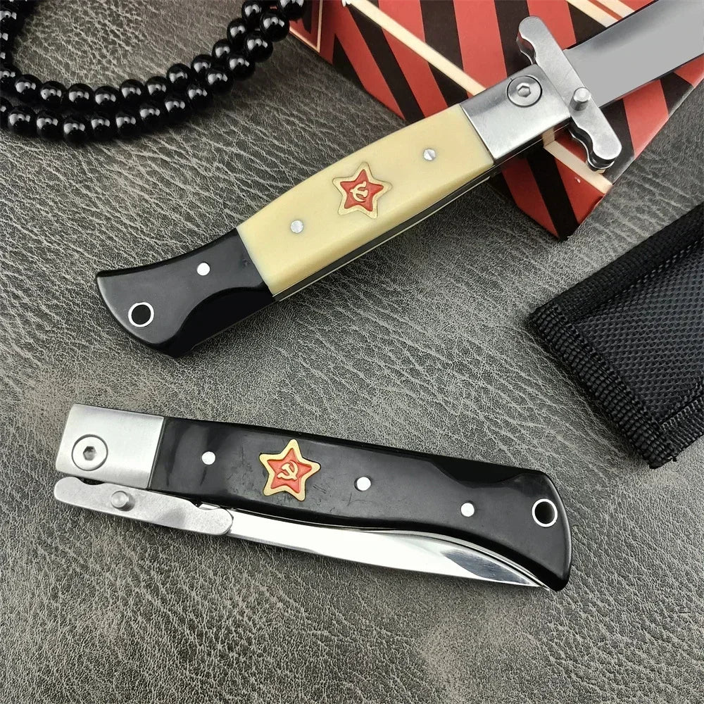Beach Camp High Quality Folding Knife 440C Blade Wooden Handle Outdoor Hunting Camping Knives Tactical Pocket EDC Tool
