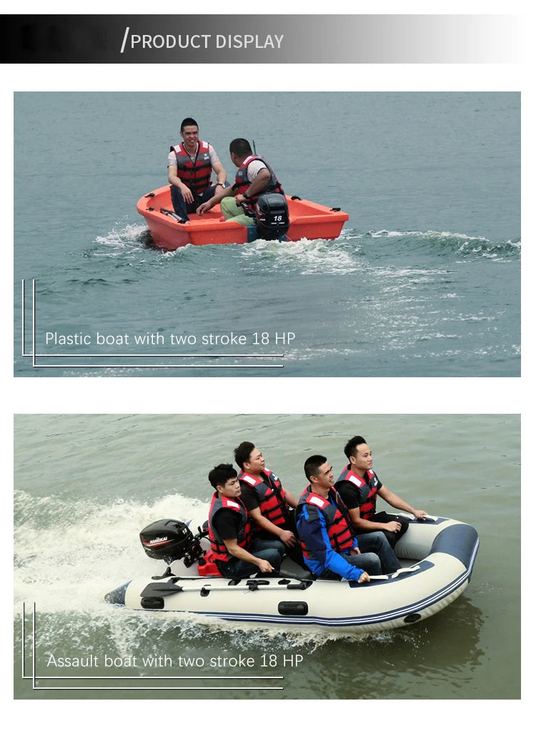 Beach Camp 18HP 2 Stroke Outboard Motor, Fishing Boat Engine Water Cooling 246CC Heavy Duty Boat Engine Marine Engine with CDI Ignition