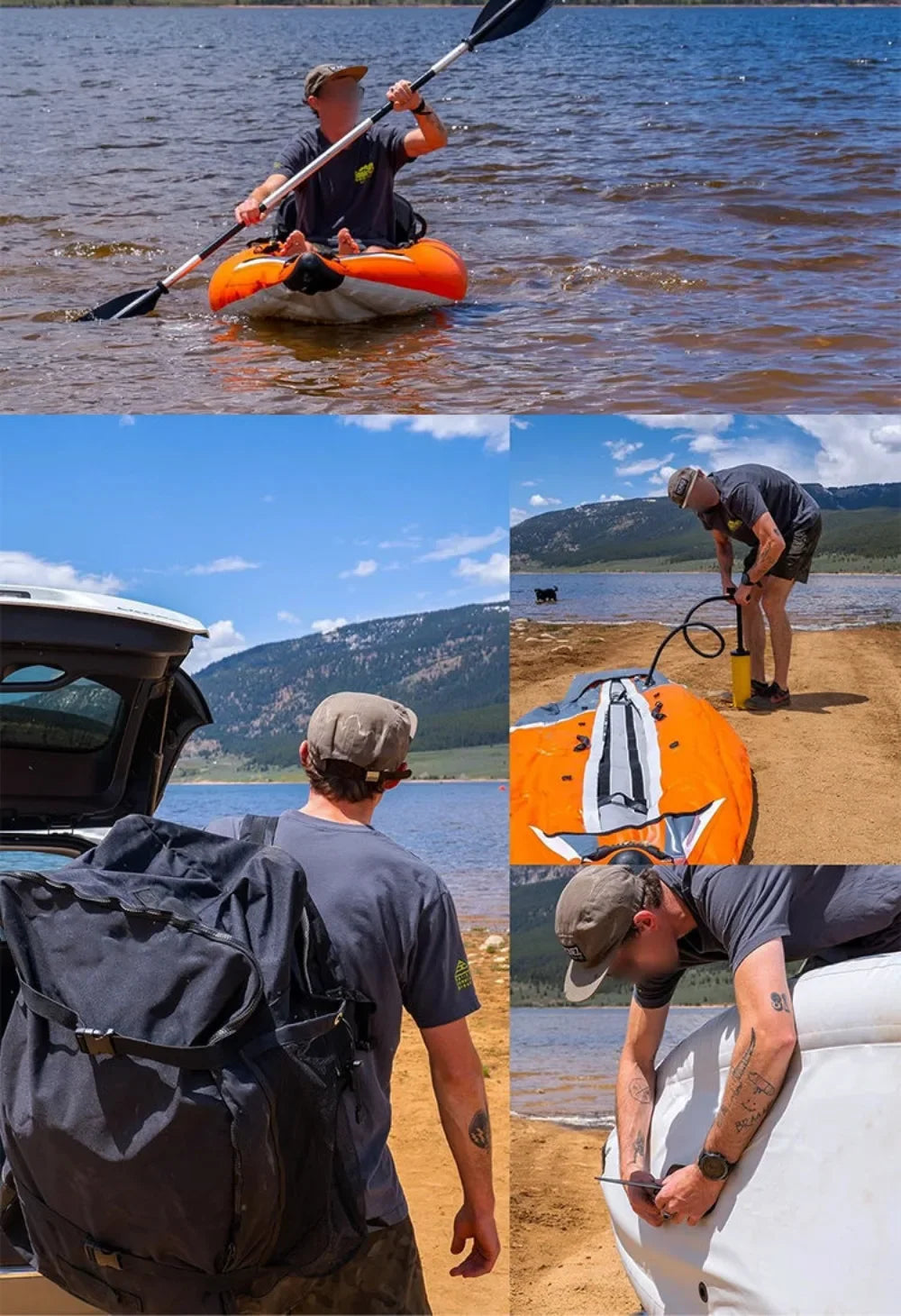 Beach Camp Single Kayak Inflatable B oat Wear-resistant Assault Boat Double Fishing Bo at Thickened Rubber Boat Folding Canoe Rafting