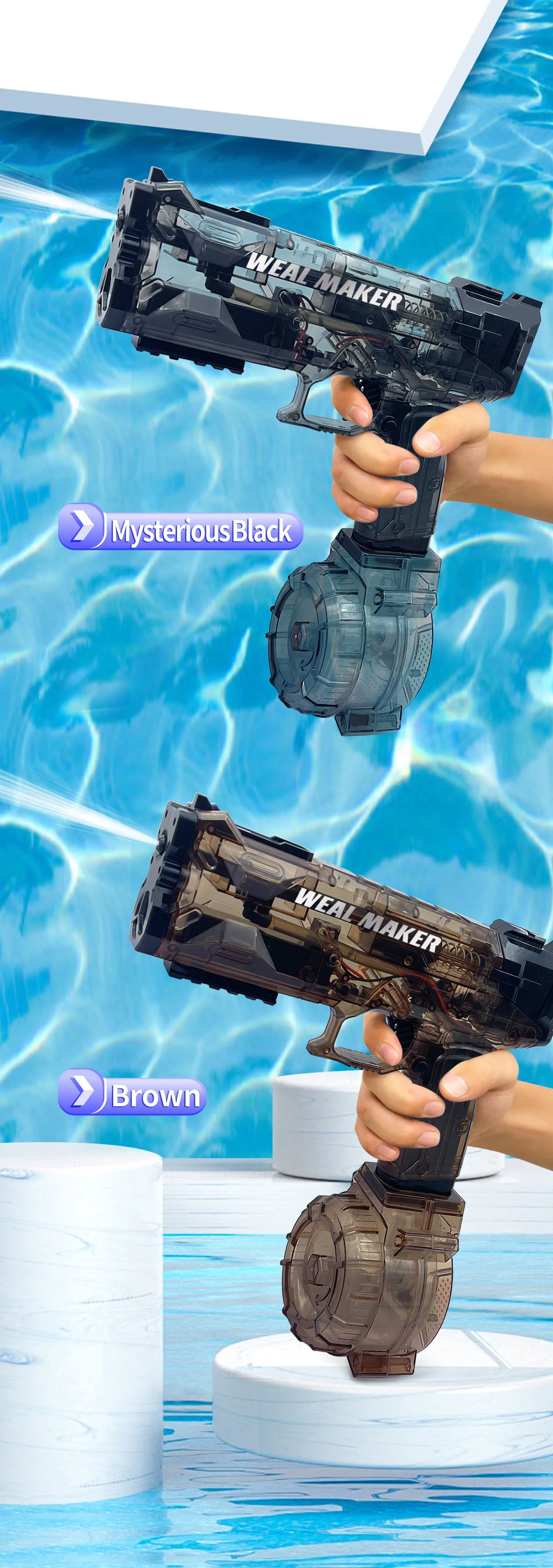 Beach Camp Electric Water Gun 2025 New Pool Beach Toys for Kids Electric Water Pistol Toy Automatic Squirt Water Gun Transparent Continuous Blaster Gifts