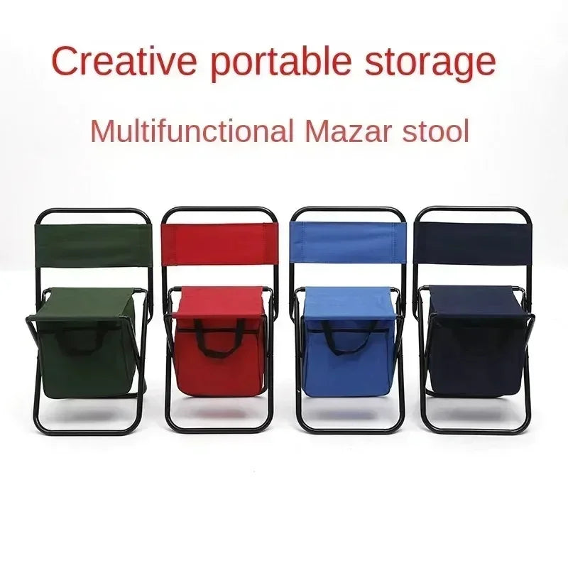 Portable Folding Camping Chair with Storage Box Outdoor Camping Chairs Beach Chairs Travel Leisure Picnic Seat with Storage