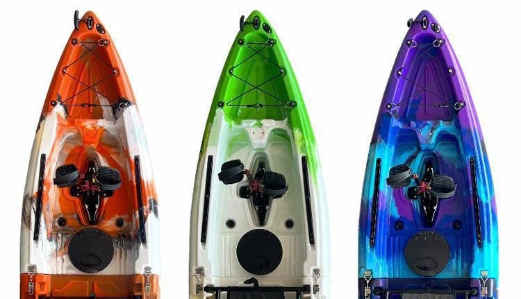 Beach Camp Portable LLDPE Kayak with Split Hard Shell, Electric/Pedal-Driven Canoe for Solo/Tandem Lake/Sea Adventures, Modular Assembly