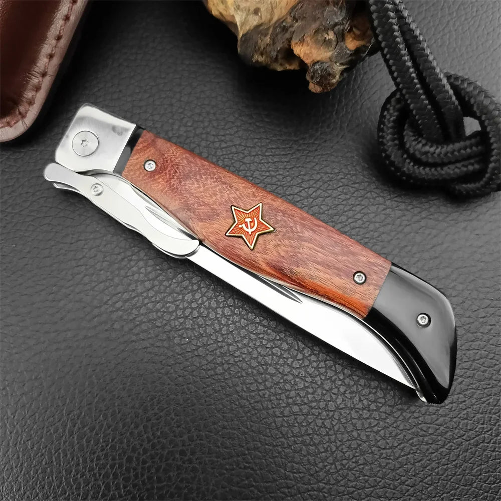 Beach Camp High Quality Folding Knife 440C Blade Wooden Handle Outdoor Hunting Camping Knives Tactical Pocket EDC Tool
