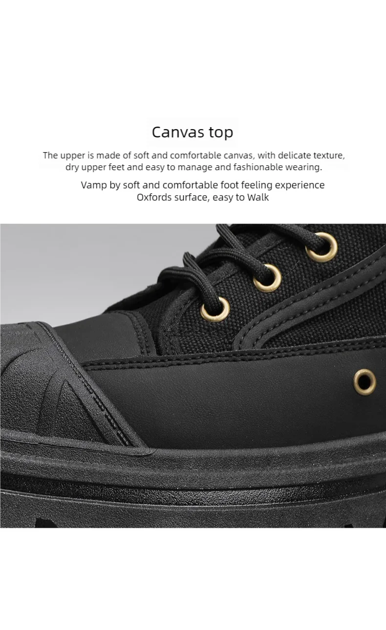 Beach Camp Men's boots four seasons high-top casual boots canvas boots soft-soled non-slip thick-soled outdoor boots fashion tooling boots