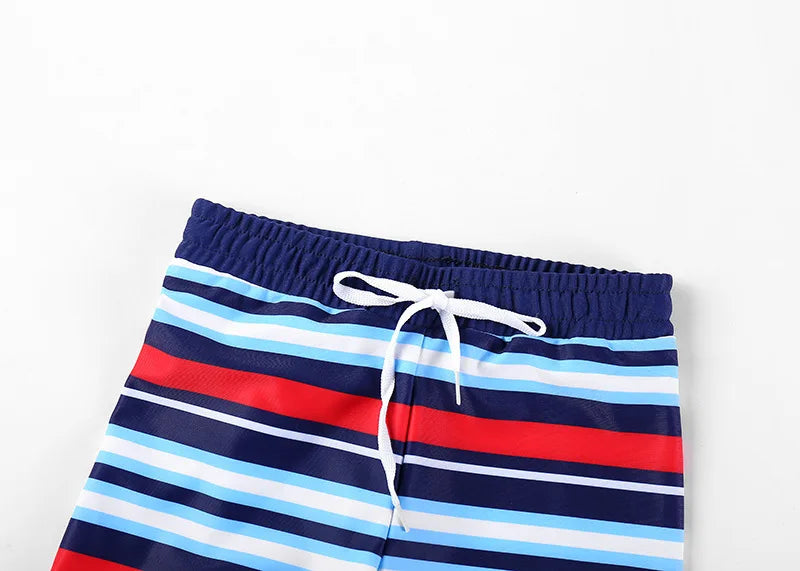 Beach Camp 2025 Summer Split Swimsuit Set Baby Boys Girls Long Sleeves/Short Sleeves Bathing Suit+Swim Shorts+Swimming Cap Three-piece Set