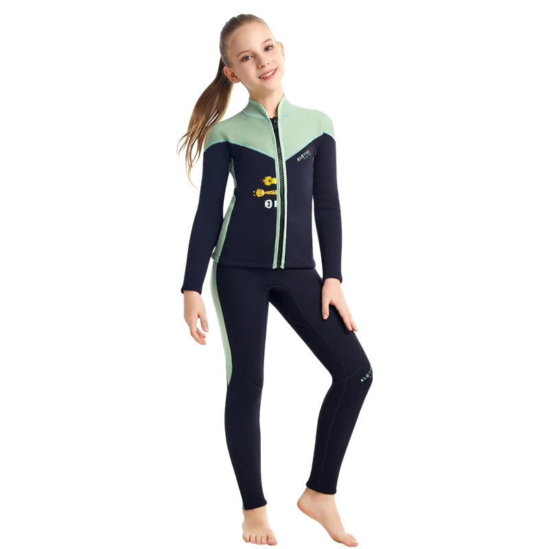 Beach Camp Two-Piece Neoprene Swimsuit for Kids, Professional Swimwear for Boys and Girls, Surfing Wetsuit Diving Suits, Bathing Suit